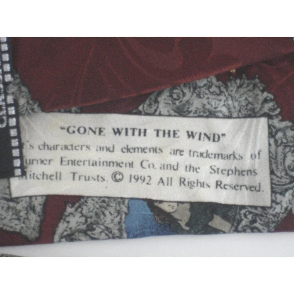 Classic Cinema-Gone With the Wind 100%Silk Necktie Maroon Cameo Geometric Design